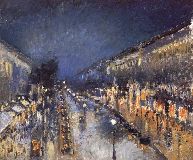 Camille Pissarro The Boulevard Monimartre at Night